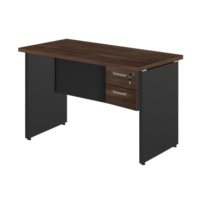 Mesa Escritório 1,50×0,60m – C/ 02 Gavetas MARSALA / PRETO – 23473 MÓVEIS DONATO Linha 30 mm 2