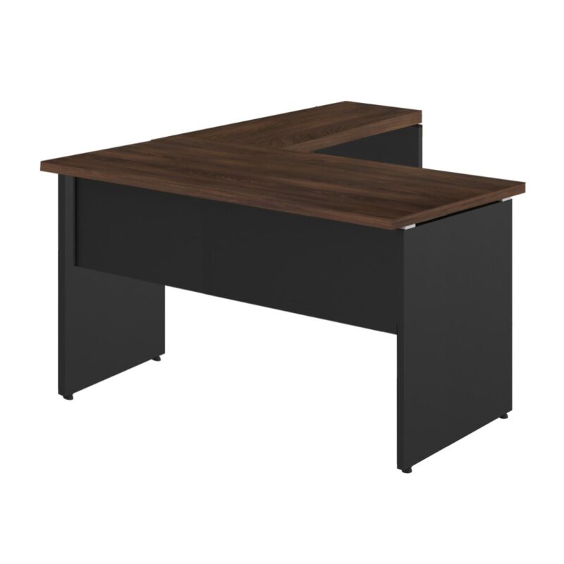 Mesa em “L” (Mesa 1,50m + Mesa Auxiliar) – S/ GAVETAS MARSALA / PRETO – 23476 MÓVEIS DONATO Linha 30 mm 2