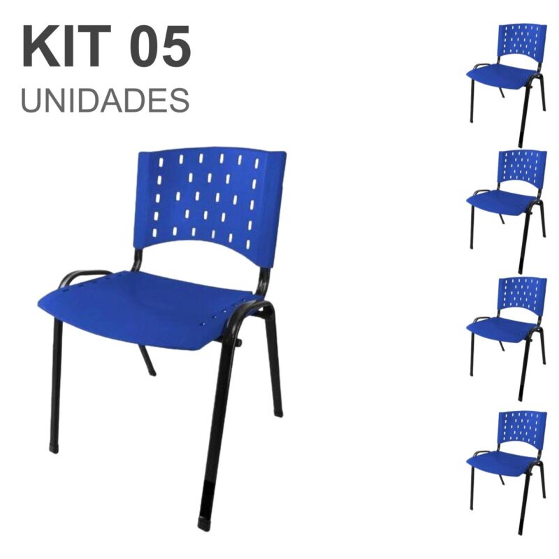 Kit 05 Cadeiras Plásticas 04 pés – COR AZUL – 24002 MÓVEIS DONATO Plástica 2