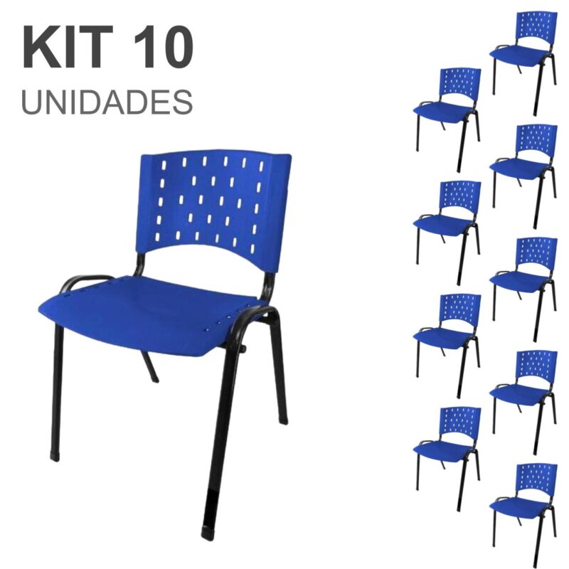 Kit 10 Cadeiras Plásticas 04 pés – COR AZUL – 24003 MÓVEIS DONATO Plástica 2