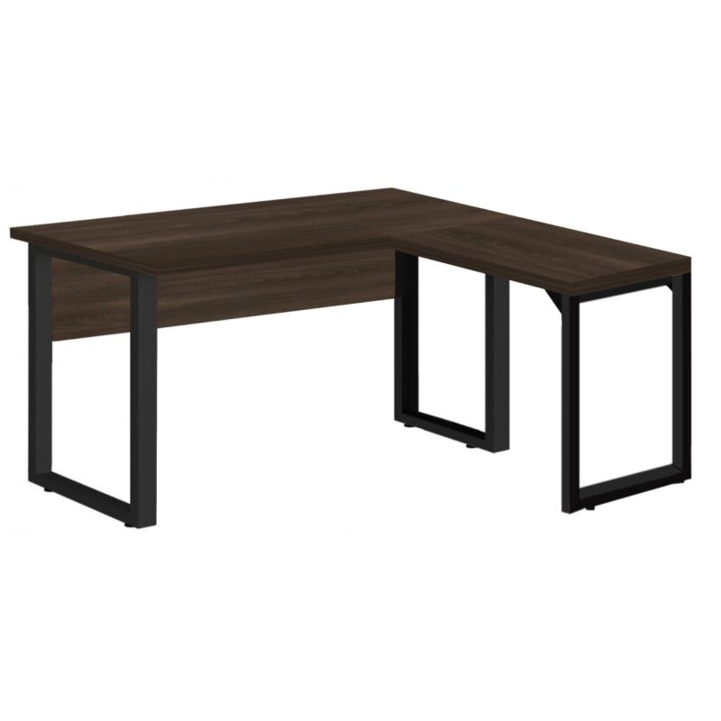 Mesa em L com PÉ QUADRO (Mesa 1,70m + Mesa Auxiliar) – S/ Gavetas MARSALA/PRETO – 25478 MÓVEIS DONATO Linha 30 mm 2