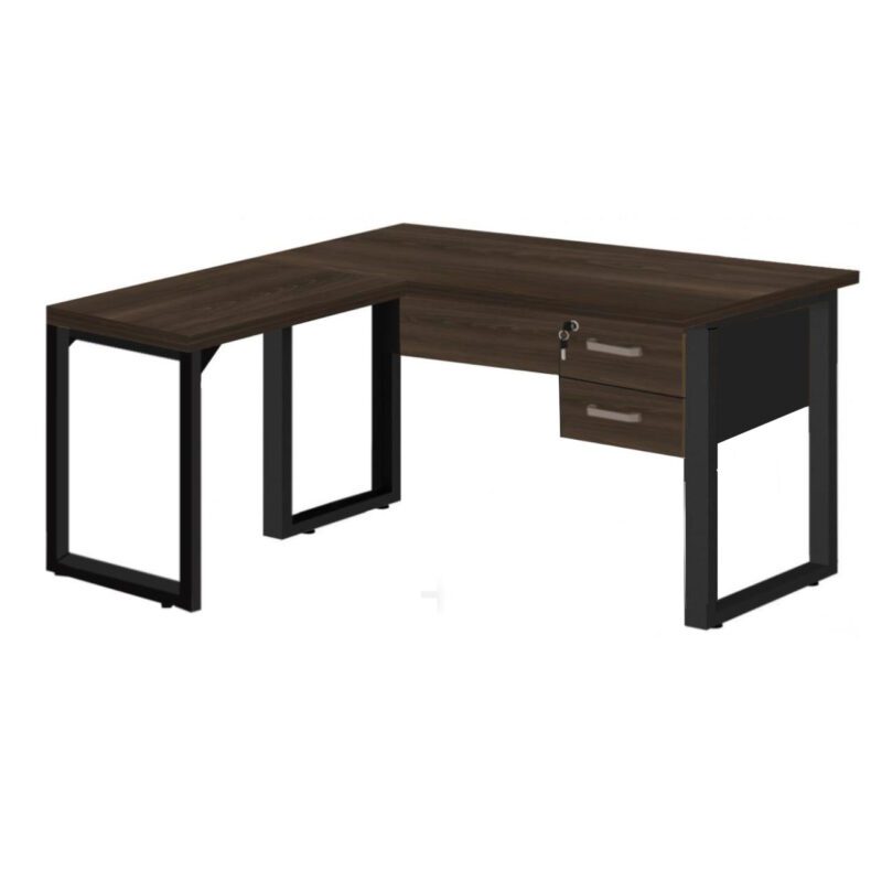 Mesa em L com PÉ QUADRO – (Mesa 1,70m + Mesa Auxiliar) – C/ Gavetas MARSALA/PRETO – 25479 MÓVEIS DONATO Linha 30 mm 2