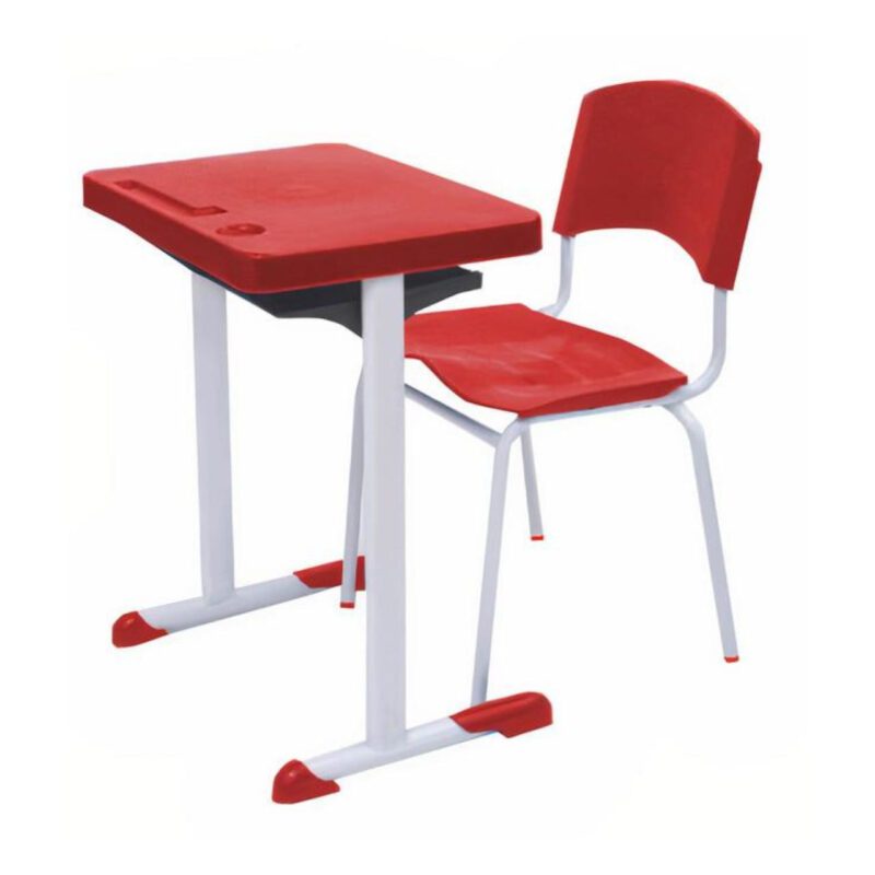 Kit Escolar Individual VERMELHO – (Mesa e Cadeira) – ADULTO – – COR VERMELHO – 40082 MÓVEIS DONATO Conjunto Escolar 2