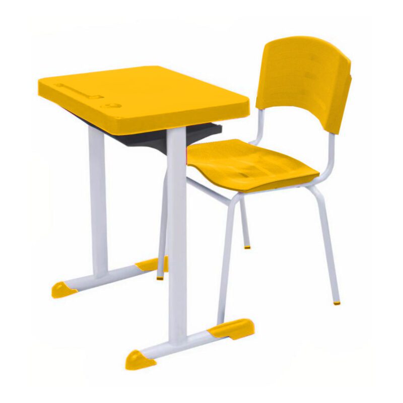 Kit Escolar Individual AMARELO – (Mesa e Cadeira) – ADULTO – – COR AMARELO – 40083 MÓVEIS DONATO Conjunto Escolar 2