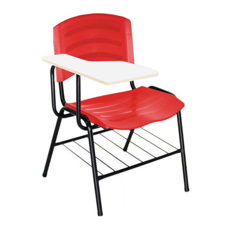 Cadeira Universitária Plástica com Prancheta MDF – COR VERMELHO 34017 MÓVEIS DONATO Carteira Escolar 2