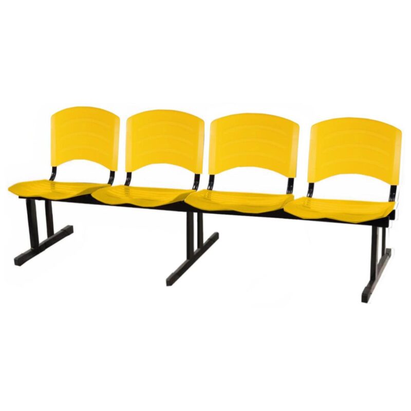 Cadeira Longarina PLASTICA 4 Lugares Cor Amarelo 33097 MÓVEIS DONATO Longarinas 2