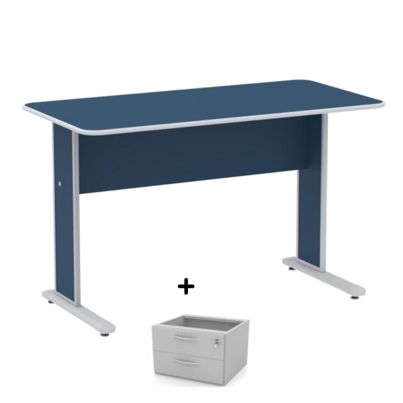 Mesa Escritório 1,20×0,60m c/ Gavetas – Cor Azul – 44085 MÓVEIS DONATO Linha 15 mm 2