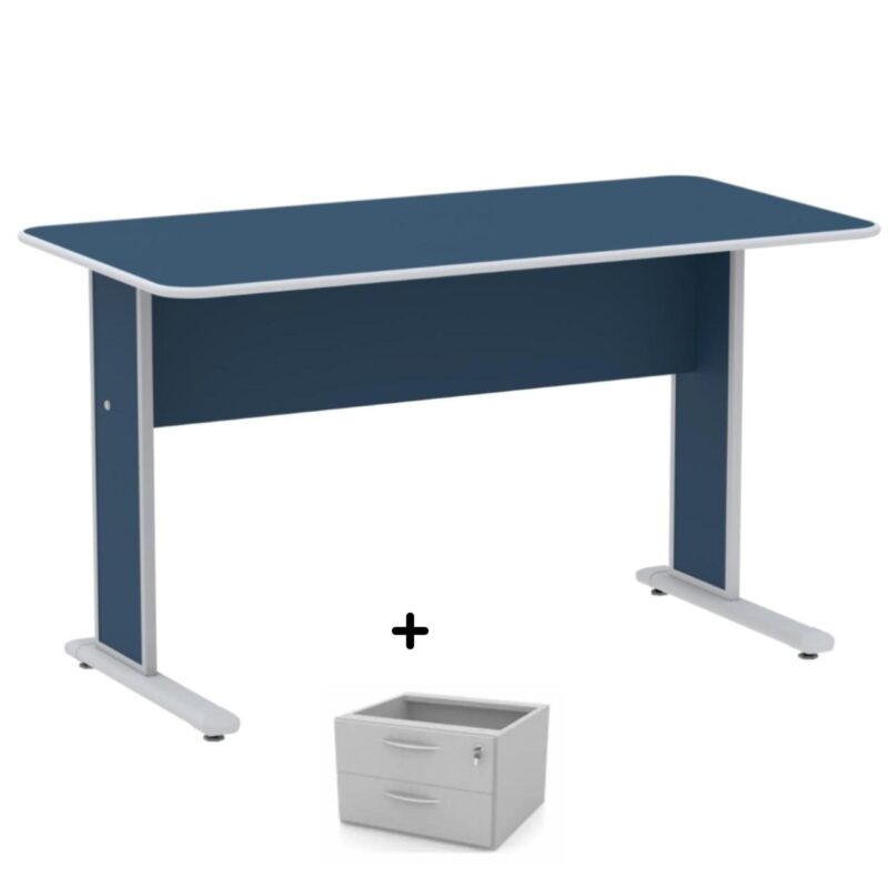 Mesa Escritório 1,50×0,60m c/ Gavetas – Cor Azul – 44087 MÓVEIS DONATO Linha 15 mm 2