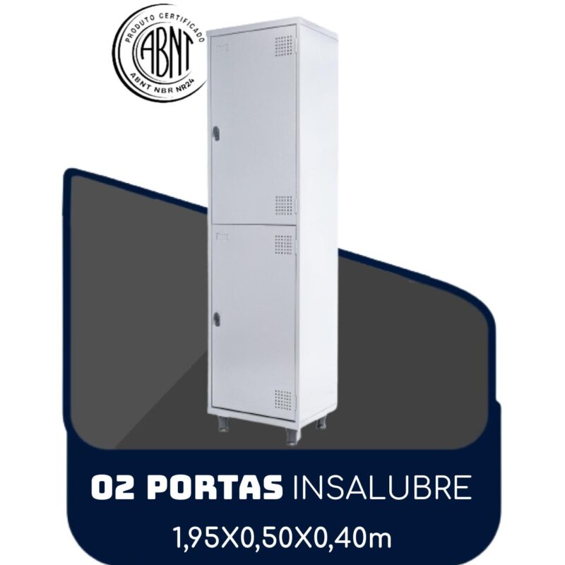 Roupeiro de Aço INSALUBRE c/ 02 Portas – 1,95×0,50×0,40m – CZ/CZ – SA – 14005 MÓVEIS DONATO Roupeiro de Aço 2