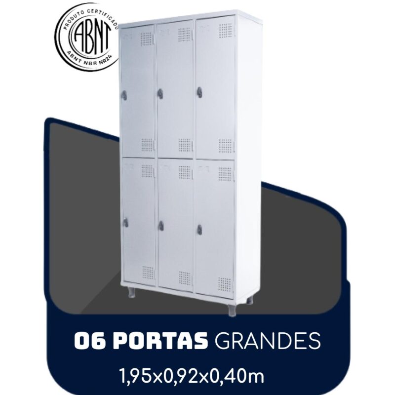 Armário Roupeiro de Aço c/ 06 Portas GRANDES – 1,95×0,92×0,40m – SA – CZ/CZ – 14009 MÓVEIS DONATO Roupeiro de Aço 2