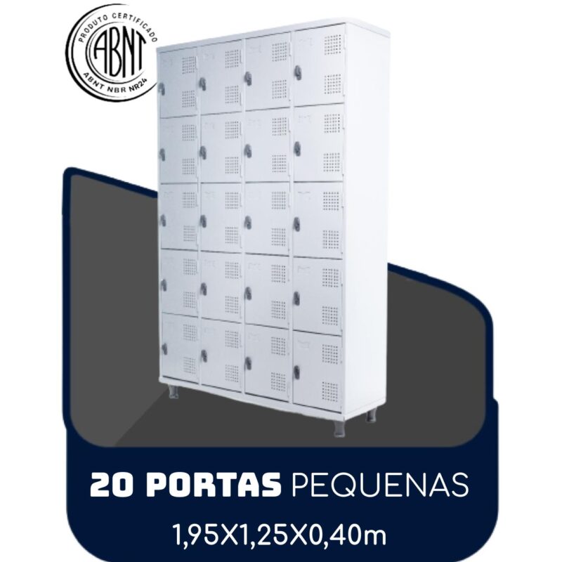 Roupeiro de Aço 20 portas Pequenas – 1,95×1,25×0,40m – CZ/CZ – SA – 14004 MÓVEIS DONATO Roupeiro de Aço 2