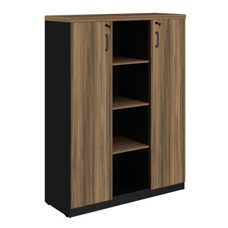 Armário Alto Credenza com Nicho – 1,61×1,20×0,45m NOGAL SEVILHA/PRETO – 21415 MÓVEIS DONATO Linha 40 mm 2