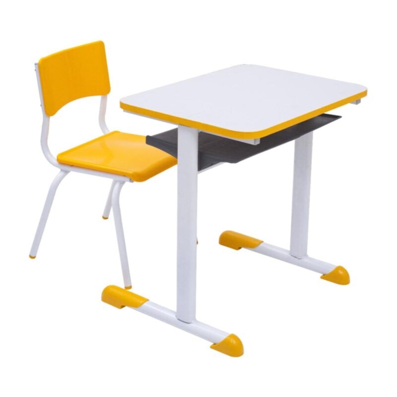 Kit Escolar Individual AMARELO – (Mesa e Cadeira) – JUVENIL – MDF – COR AMARELO – 40094 MÓVEIS DONATO Conjunto Escolar 2