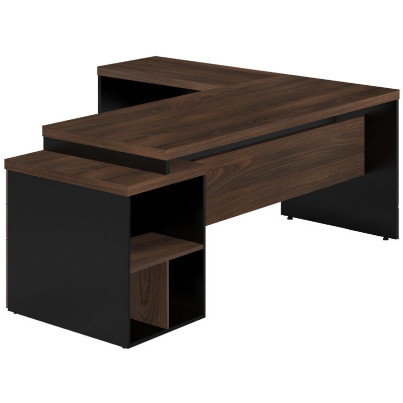 Mesa PEDESTAL com MESA AUXILIAR 1,92×1,60m – Marsala/Preto – 23484 MÓVEIS DONATO Linha 30 mm 2