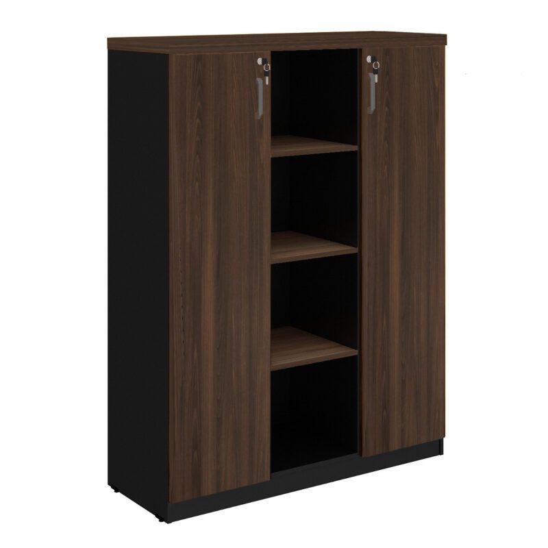 Armário Alto Credenza com Nicho 1,60×1,20×0,45m MARSALA / PRETO – 51018 MÓVEIS DONATO Linha 30 mm 2