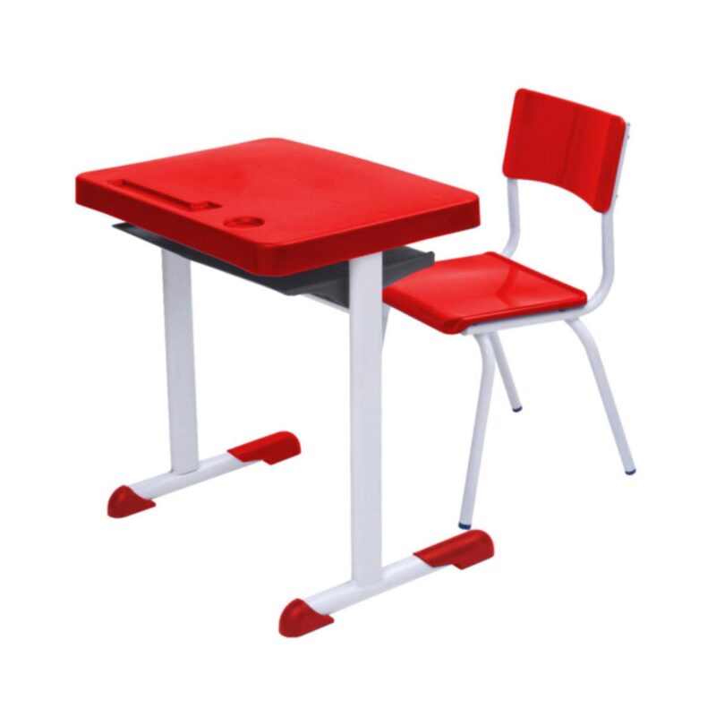 Kit Escolar Individual – (Mesa e Cadeira) – JUVENIL 06 a 09 Anos COR VERMELHO – 41082 MÓVEIS DONATO Conjunto Escolar 2