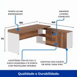 Mesa Diretorzinha c/ Aparador – Pé de MADEIRA – 1,90×1,50m – NOGAL SEVILHA / BRANCO – 34426 MÓVEIS DONATO Linha 40 mm Nogal – Branco 18